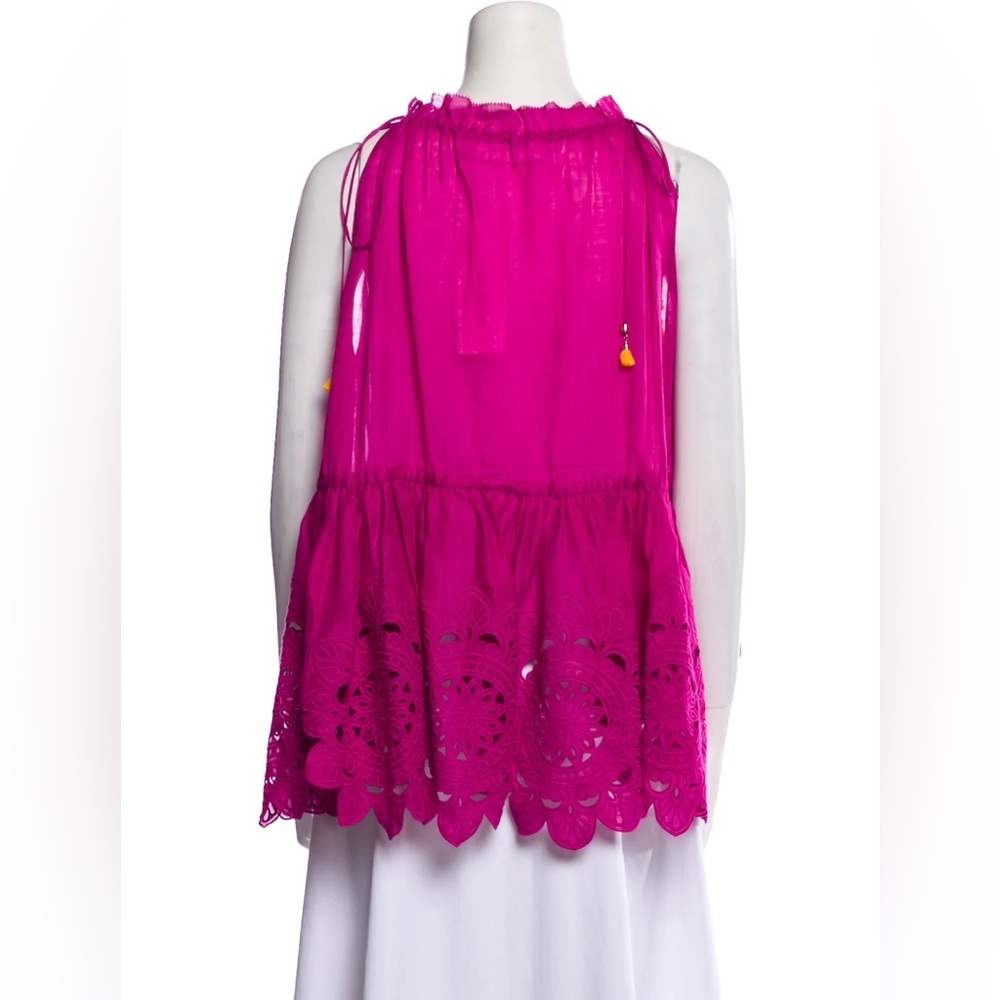 Zimmermann embroidered Scallop Tie Top linen camisole top cami top *like new - Picture 7 of 7
